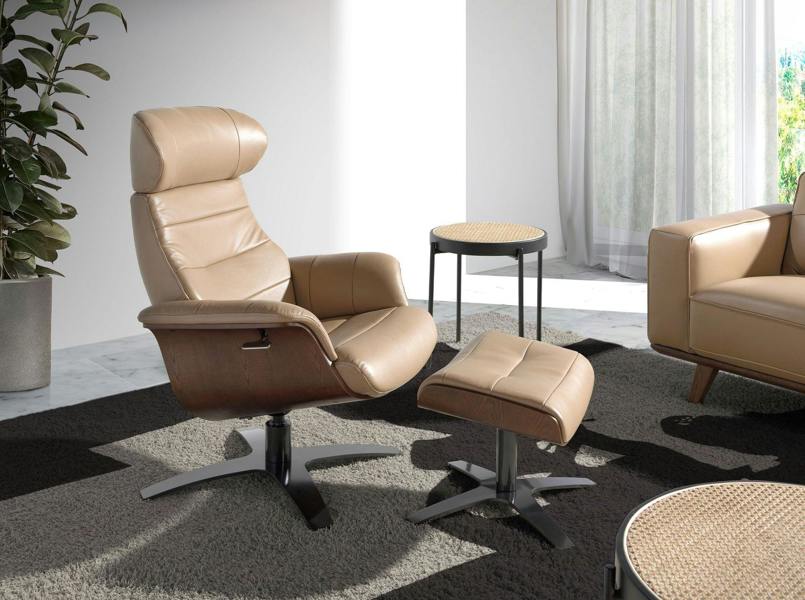 Angel Cerdá Sand leather swivel recliner armchair 5087
