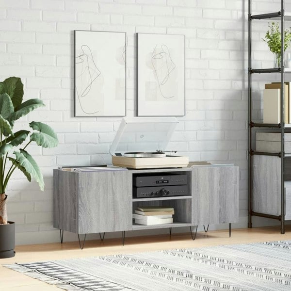 Berkfield Record Cabinet Grey Sonoma 121x38x48 cm Engineered Wood