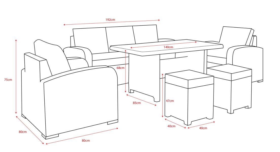 Norfolk Leisure Longbeach Outdoor 5 Seat Lounge Set