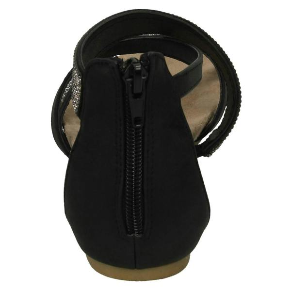 Savannah Ladies Savannah Low Wedge Diamante X Strap Sandals