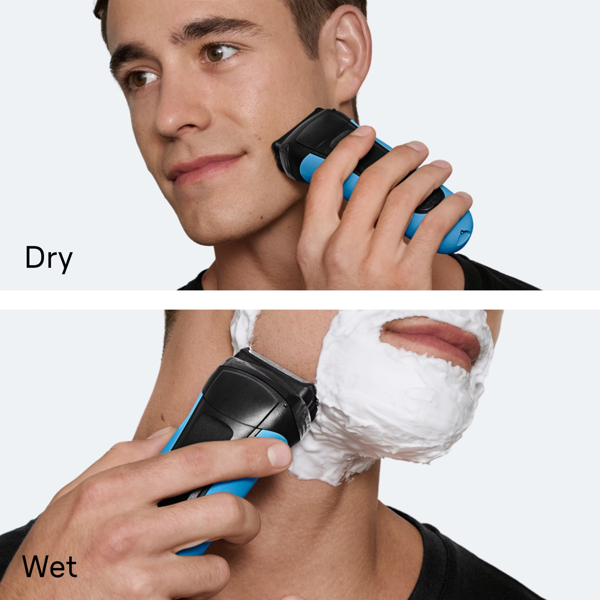 Braun Series 3 310 Electric Shaver, Wet & Dry Razor for Men - Black/Blue