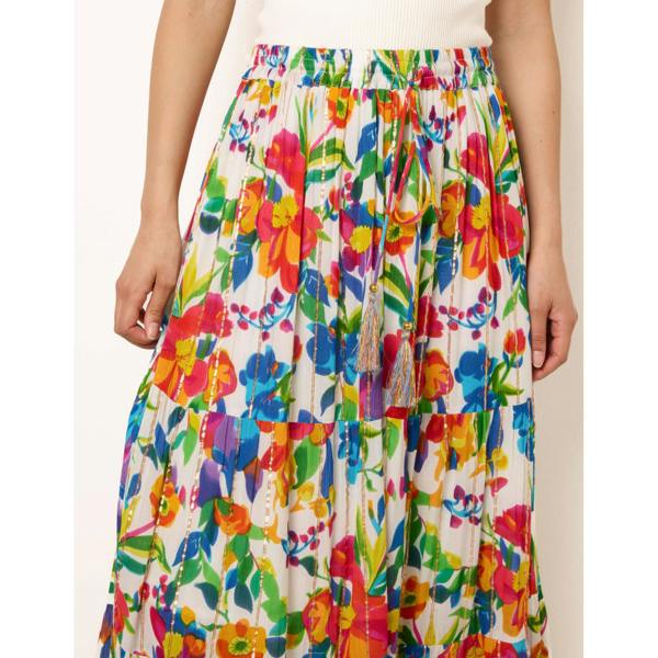 Blue Vanilla Tiered Bright Maxi Skirt