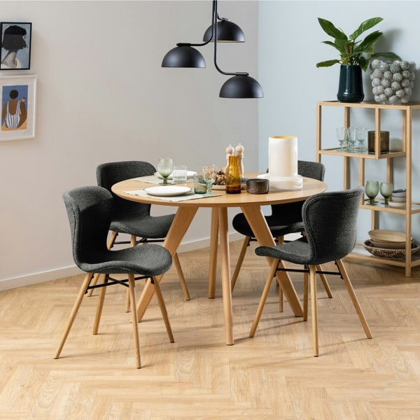 Furniture To Go Batilda Dining Chairs with Grey Fabric and Oak Set of 2