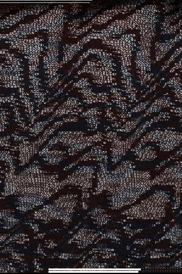 Geo Wave Flare Skirt Long Sleeve Maxi Dress - Black DR4491