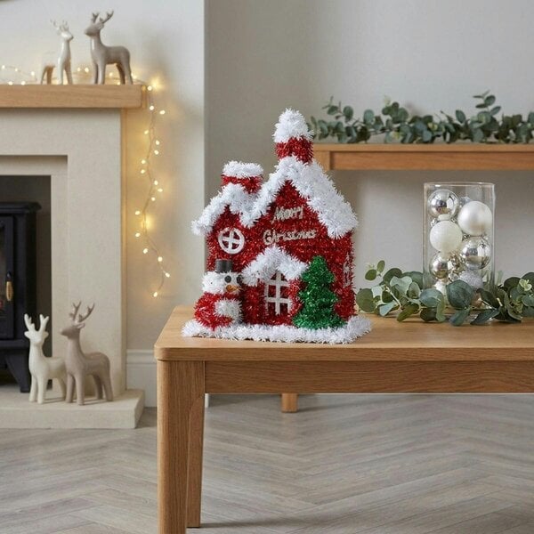 Garden Greatness Sparkly Tinsel Christmas Cottage Decoration