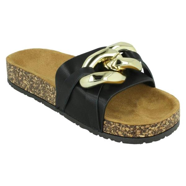 Spot On Ladies Spot On Chain Design Mules F00393