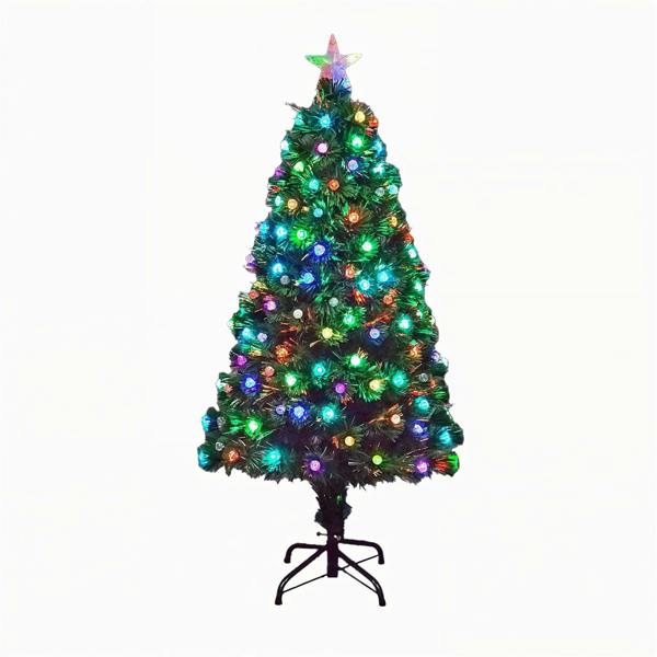 2ft to 6ft Fibre Optic Pre-Lit Christmas Trees with LED Lights, PVC and Diamonds image 1