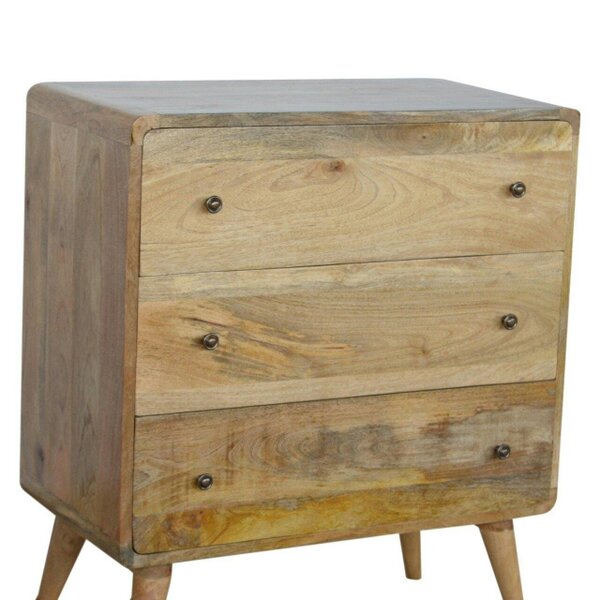 Wyld Haus Urbino Curved Oak Mango Wood 3 Drawer Chest
