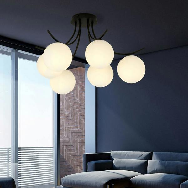 Emibig BOSTON Ceiling lamp  6 x E14 Black with White Shade