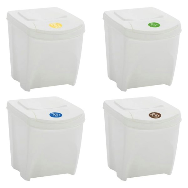 Berkfield Stackable Garbage Bin Boxes 4 pcs White 100 L Polypropylene