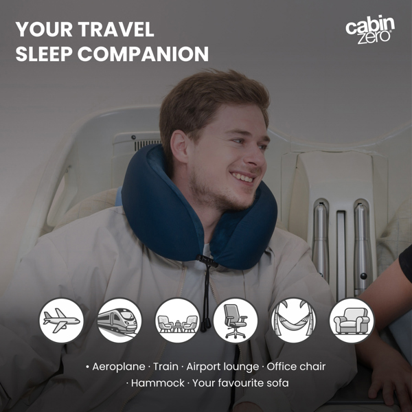 CabinZero Classic Travel Pillow, Memory Foam Neck Pillow with Adjustable Fit
