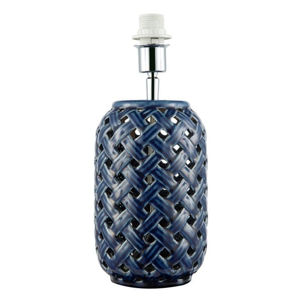 Lattice Design Ceramic Gloss Table Lamp in Brushed Midnight Blue Image 1
