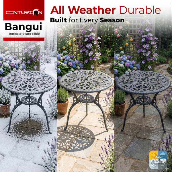 Centurion Supports BANGUI Grey Garden and Patio Cast Aluminium Bistro Table