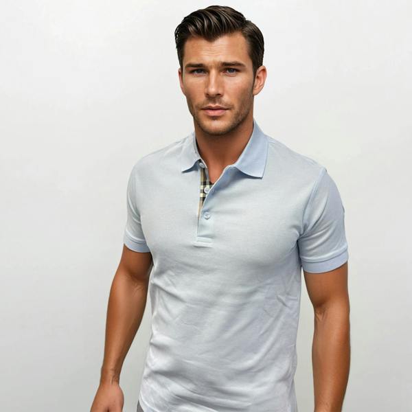 Burberry 'Hartford' Check Polo Light Blue - chancefashionco