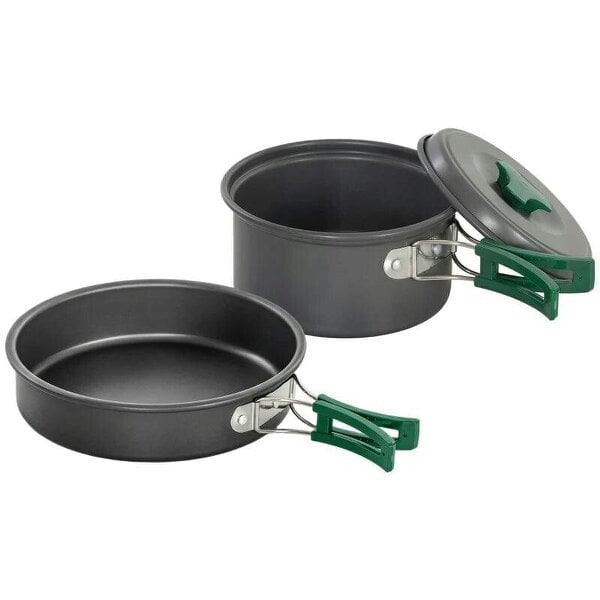 Camping Cookware Set, 8-Piece Ultralight Camping Cooking Kit with Anti-Scald Handles, Grey