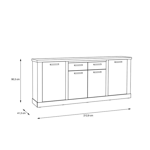 Wyld Haus Seoul Artisan Oak Wood 4 Door 2 Drawer Sideboard