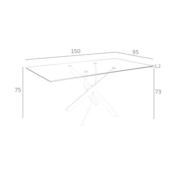 Angel Cerdá Rectangular tempered glass and chrome-plated steel dining table 1061