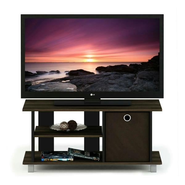 WALPLUS Simplistic TV Entertainment Center with Bin Drawers, Columbia Walnut/Dark Brown - TV Stand for Living Room Storage and Setup