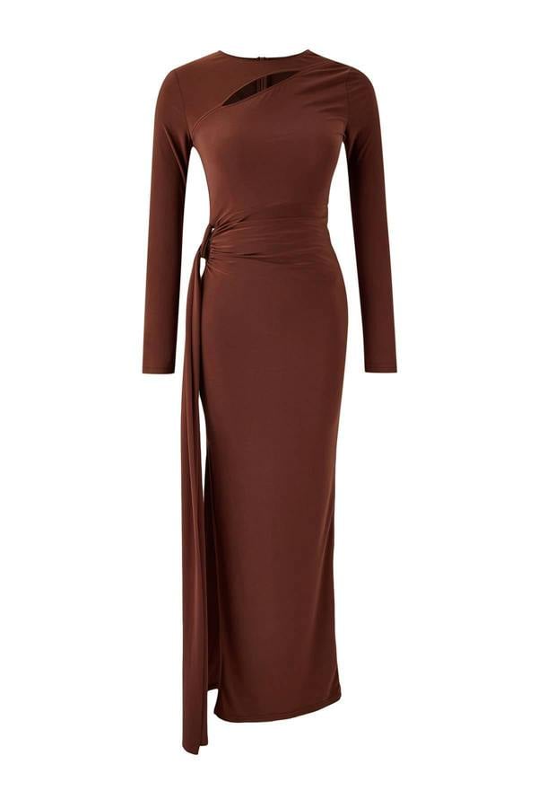 WOVCOR Maxi Evening Dress with Neckline Cut Out Detail