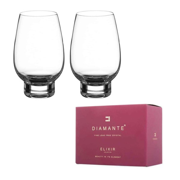 Diamante Moderna Stemless White Wine Glasses - Set of 2