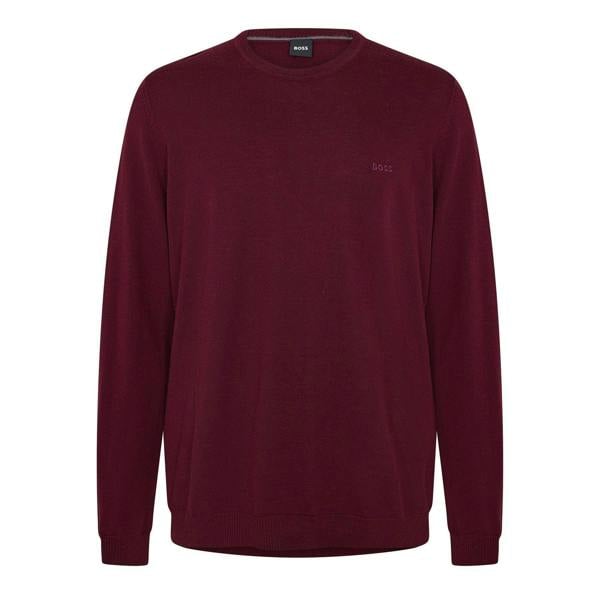 Boss Mens Crew Neck Regular Long-Sleeved Sweatshirt - Dark Red - 