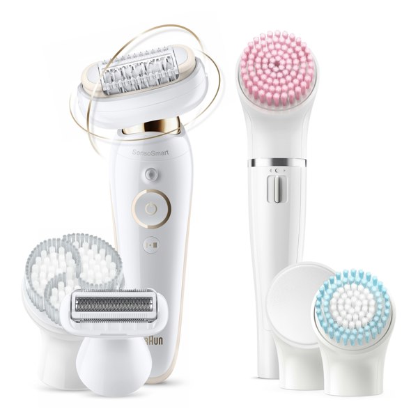 Braun Silk-epil 9 Flex 9-100 Beauty Set - Epilator, Flexible Head, Easier Hair Removal - White/Gold