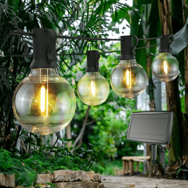 7.6M / 25FT LED Solar / USB Dual Power "Festoon" Globe String Lights - Lighting Legends