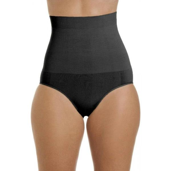 Womens Black Seamfree Shapewear Comfort Hi Waisted Control Brief