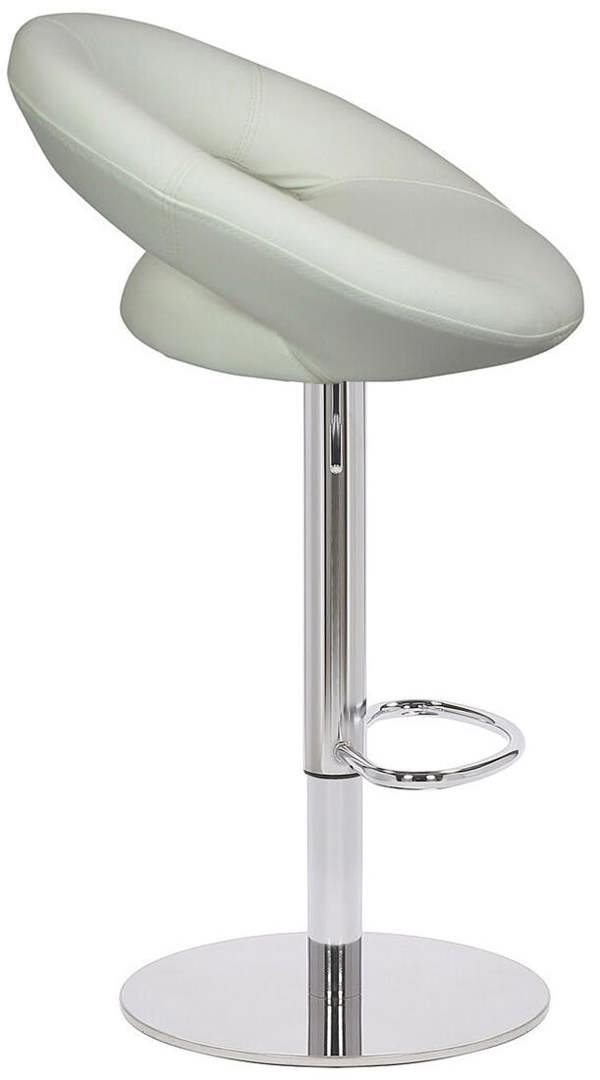 Lamboro Sorrento Deluxe Kitchen Bar Stool, Chrome Stem, Height Adjustable Swivel Gas Lift, Home & Breakfast Faux-Leather Barstool, White