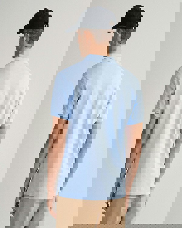 GANT Mens Slim Fit Short Sleeve Shield Logo Pique Polo - 468 Capri Blue