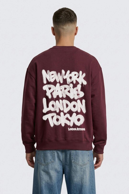 London Attitude Oversized Heavyweight City Graffiti Sweatshirt