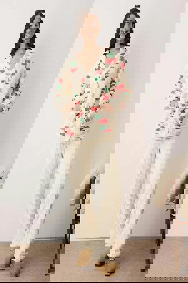 WOVCOR 2-Piece Cherry Pattern Wellsoft Knitted Pajama Set