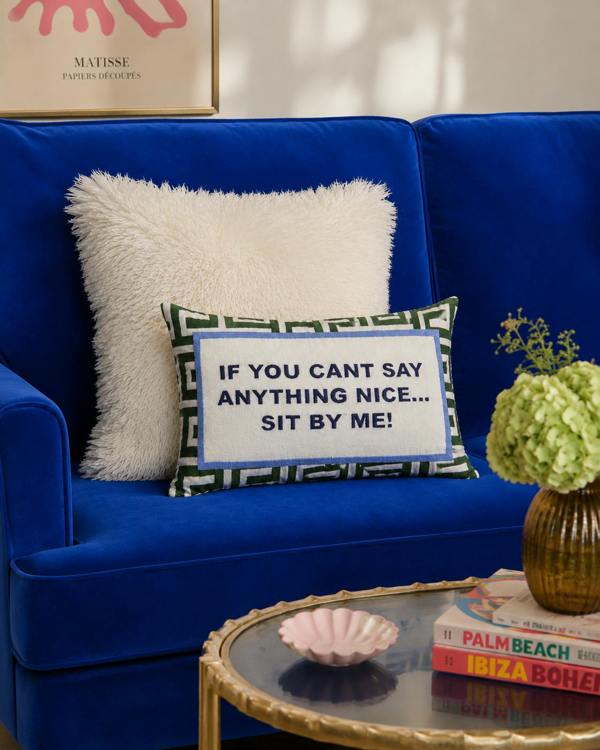 Funny Needlepoint Pillow – If You Can't Say Anything Nice… Sit By Me