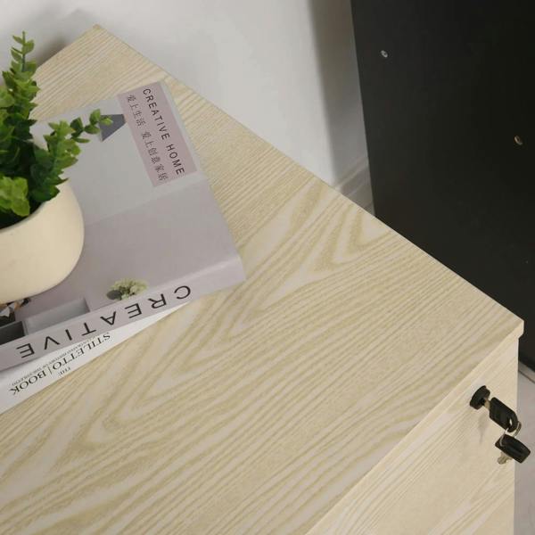 Oak filing cabinet top and side with key lock and drawer pulls