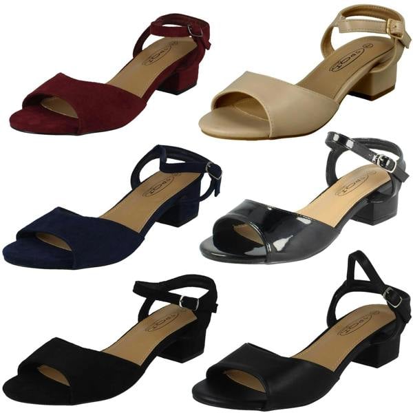 Spot On Ladies Spot On 5cm Block Heel Open Toe Heels F12060