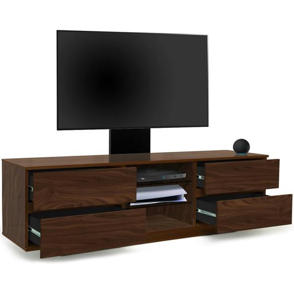 Homeology Avitus Walnut with 4-Walnut Drawers and 3-Shelves up to 65" LED, LCD, Plasma TV Stand with Mounting Arm