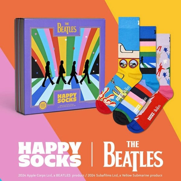 Happy Socks - 3 - Pack The Beatles Socks Gift Box, Blues - Boxers - and - Briefs.net