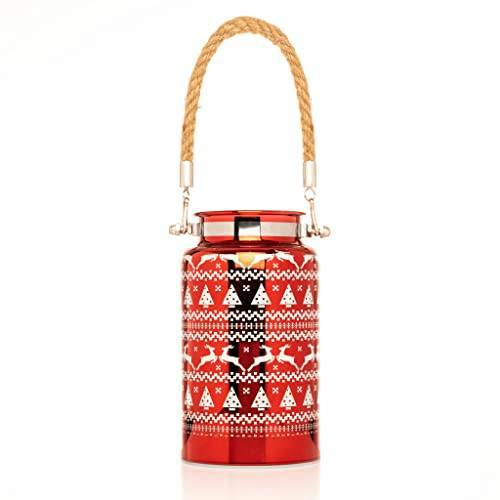 16cm Christmas Skandi Design Decorated Jar Table Lantern with Warm White LED Lights image 4