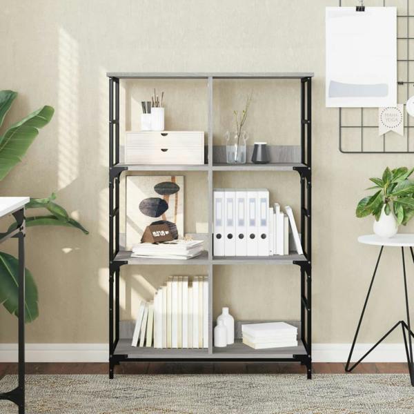 Berkfield Bookshelf Grey Sonoma 78.5x33x117.5 cm Engineered Wood