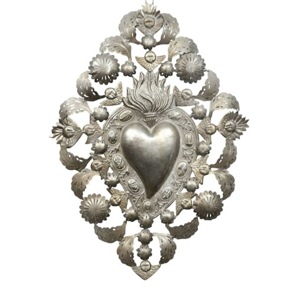 Lila Rasa Antique Filigree Heart Wall Hanging Ex-Voto 29X1.5X43.5Cm