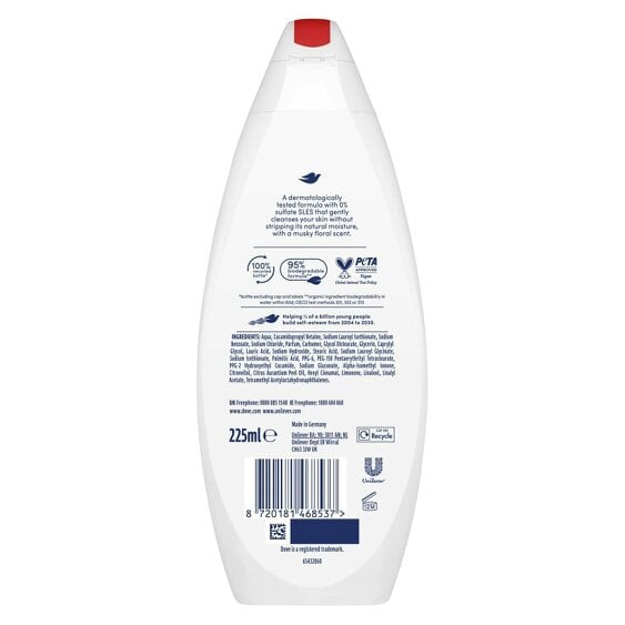 Dove Velvet Glow Body Wash 3 Pack, 0% Sulfate SLES Shower Gel, 225ml