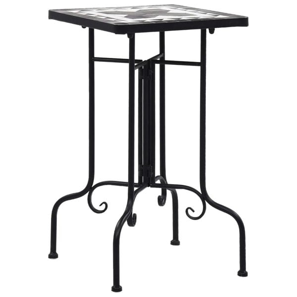 Berkfield Mosaic Side Table Black and White Ceramic