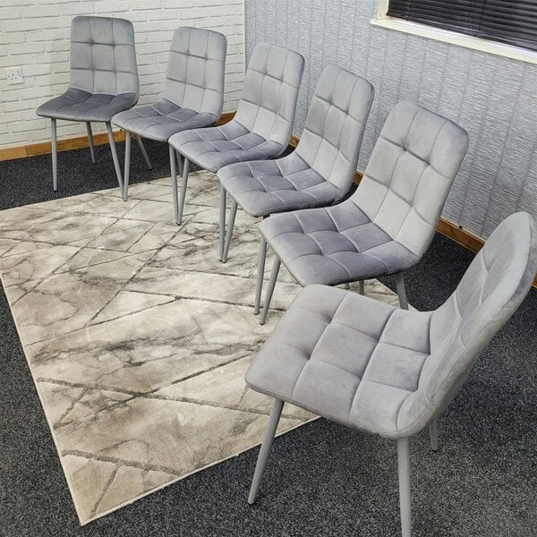 Kosy Koala Dining Chairs Set of 6 Grey Velvet Kitchen Chairs