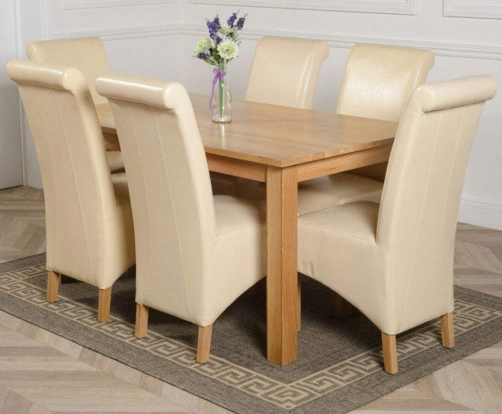That's Furniture Oslo 150 x 90cm Medium Oak Dining Set with Montana Leather Chairs