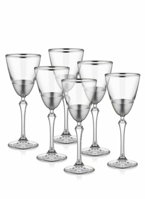 Rozi Glam Collection Silver Wine Glasses (Set of 6)