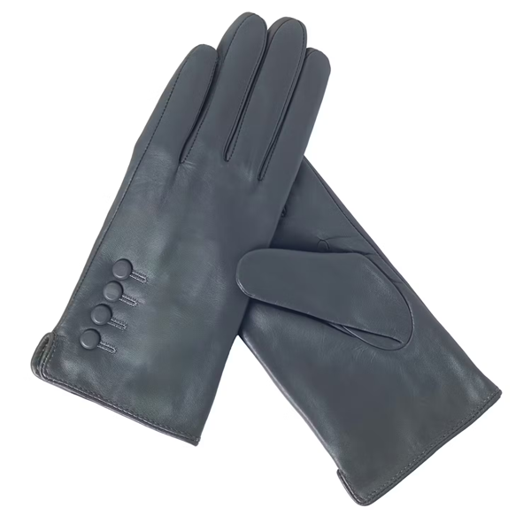 Quivano Womens Leather Gloves With 4 Button Detail