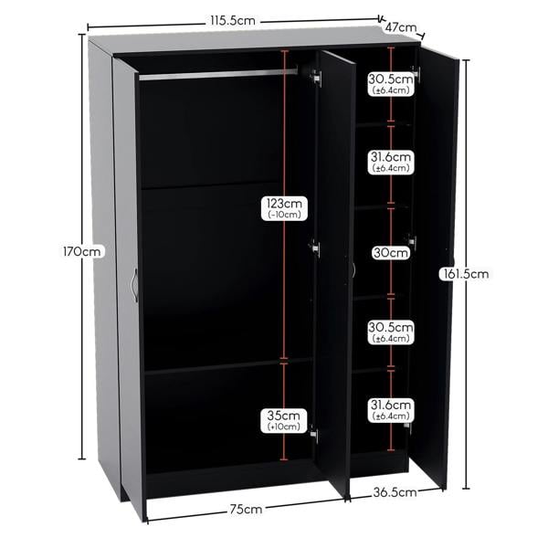 Vida Designs Riano 3 Door Wardrobe