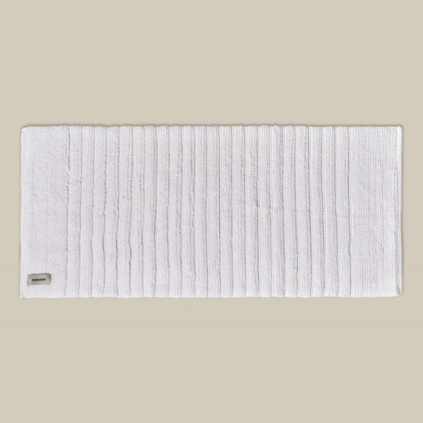 White organic cotton bath runner, thick luxury bathroom mat. Long Bath Mat