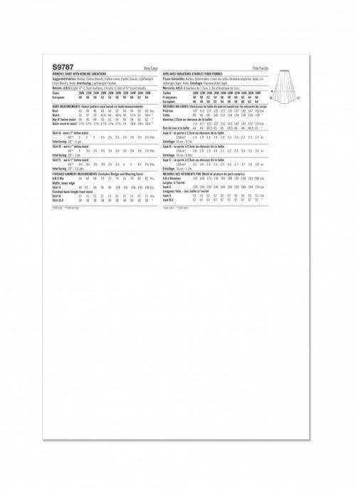 Simplicity Sewing Pattern 9787, Skirts for Women, W2 (20W-22W-24W-26W-28W) - Easy