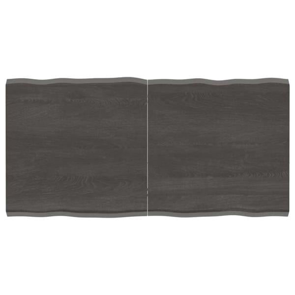 Berkfield Table Top Dark Grey 120x60x4 cm Treated Solid Wood Oak Live Edge